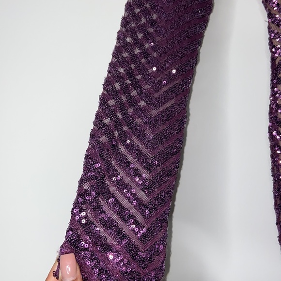 NWT Purple Sequin Stripe Open Back Dress Size S - Picture 7 of 17